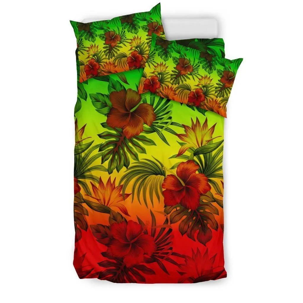 Polynesian Bedding Set - Reggae Hibiscus Patterns