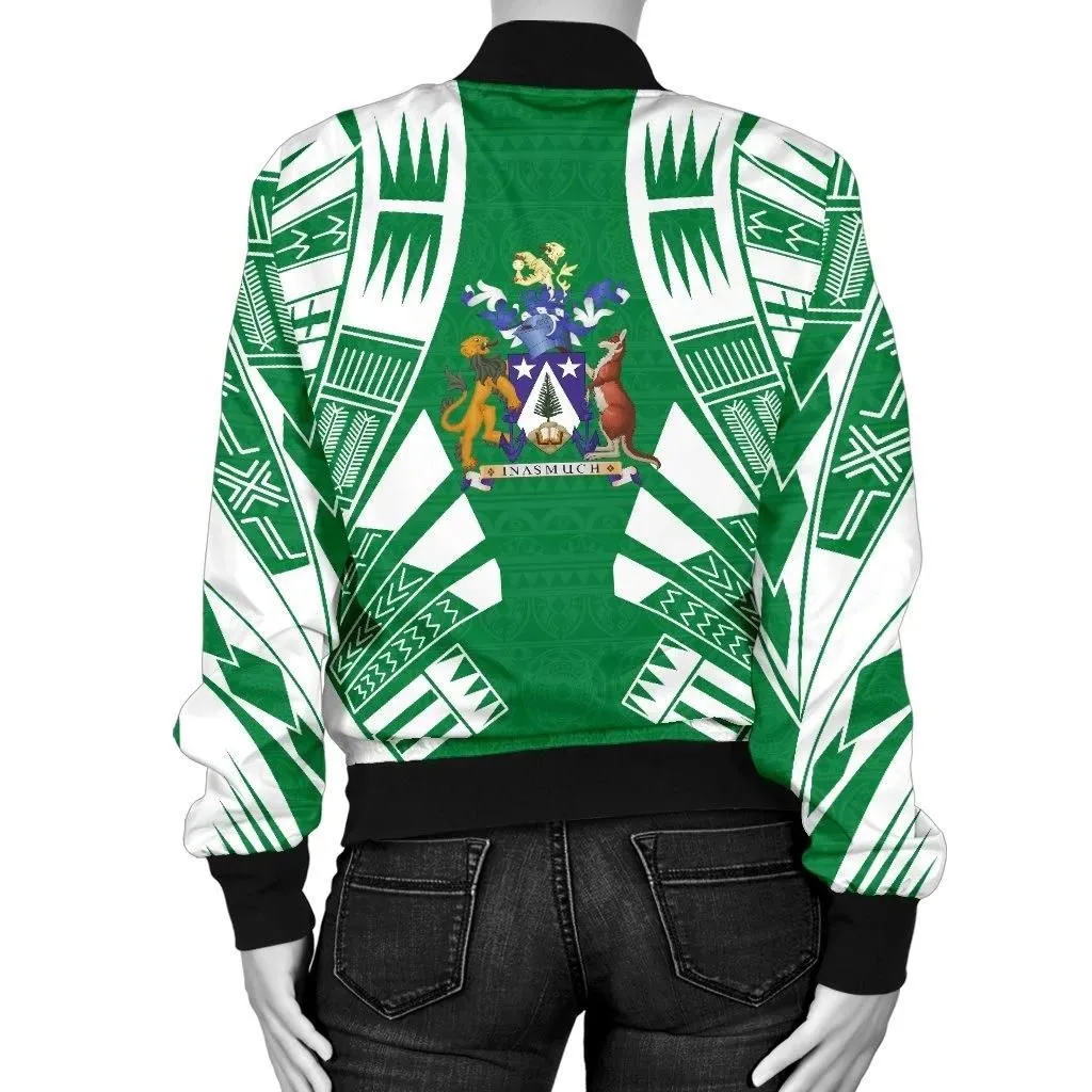 Norfolk Island Women Bomber Jacket - Polynesian Tattoo Flag - BN0110