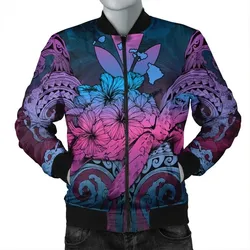 FamilyGaterJacket - Hawaii Turtle Wave Polynesian Bomber Jacket - Hey Style Blue - AH - J4R