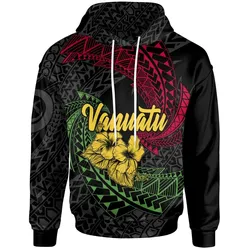 Vanuatu Hoodie Flag - Spiral Pattern Hibiscus