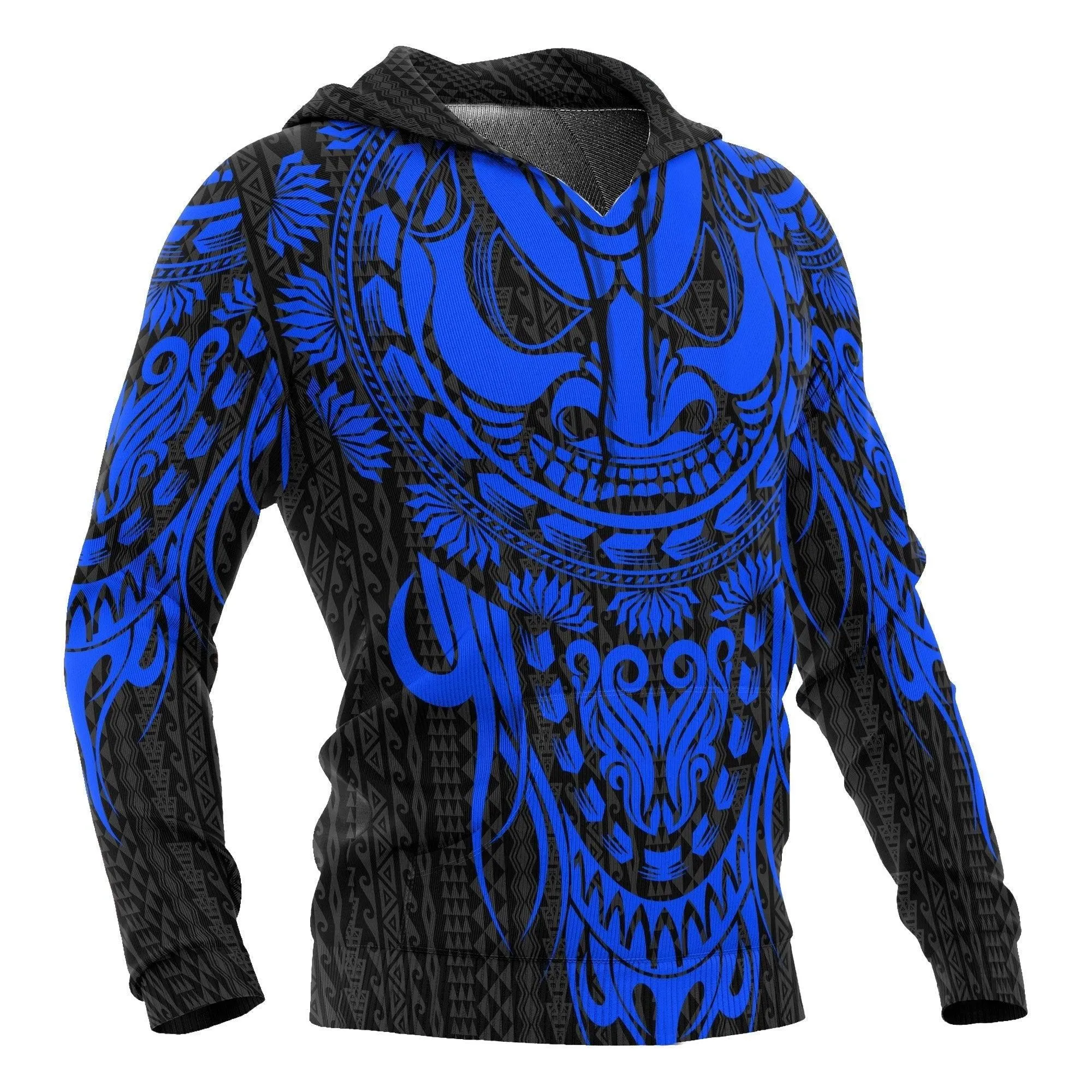 Polynesian Hoodie - Tattoo Tiki Blue