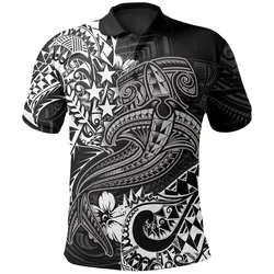 Kosrae Pohnpei Polo Shirt  - White Shark Polynesian Tattoo