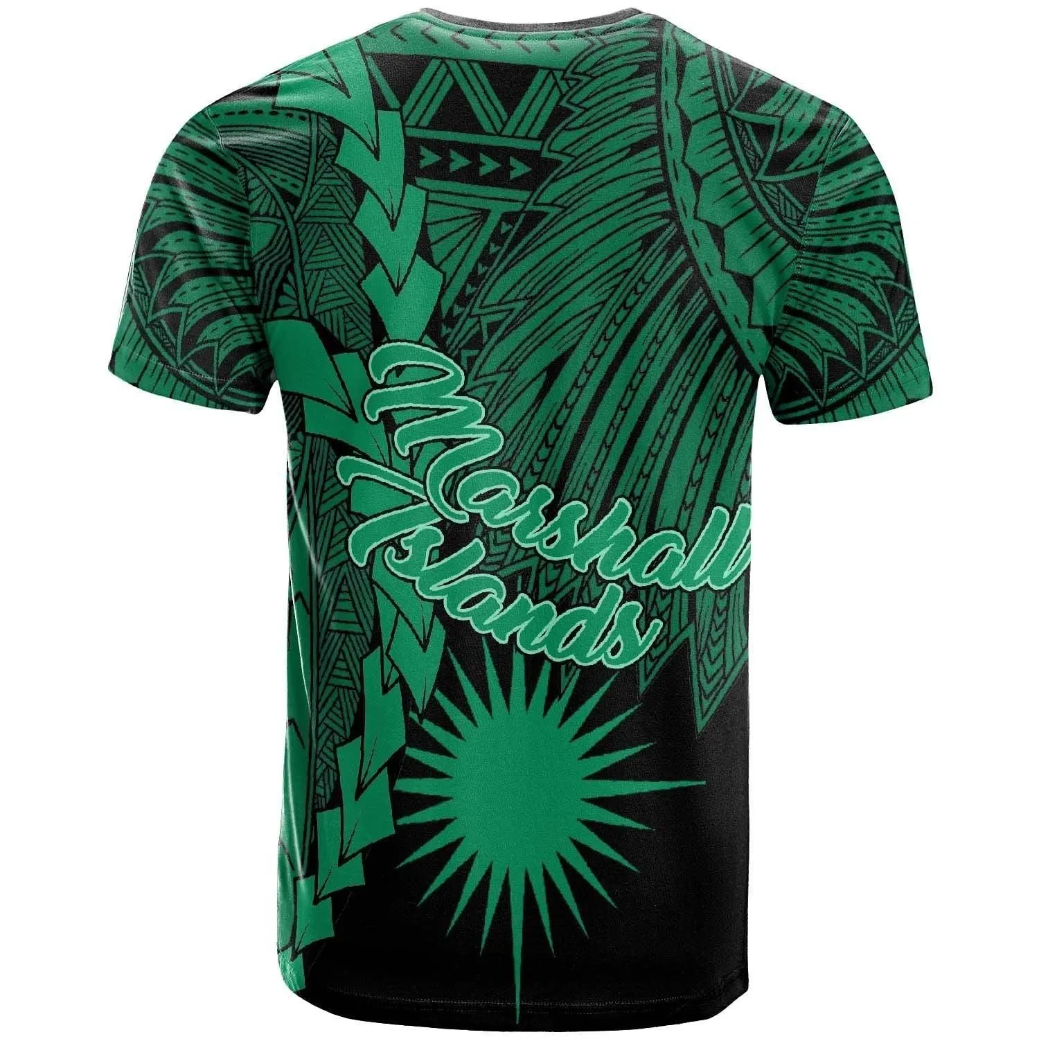 Marshall Islands Polynesian Custom Personalised T Shirt - Tribal Wave Tattoo Green