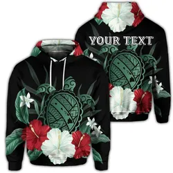 (Personalised) Hawaiian Map Turtle Hibiscus Polynesian Hoodie - AH