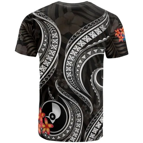 Yap Micronesian T shirt - Black Plumeria