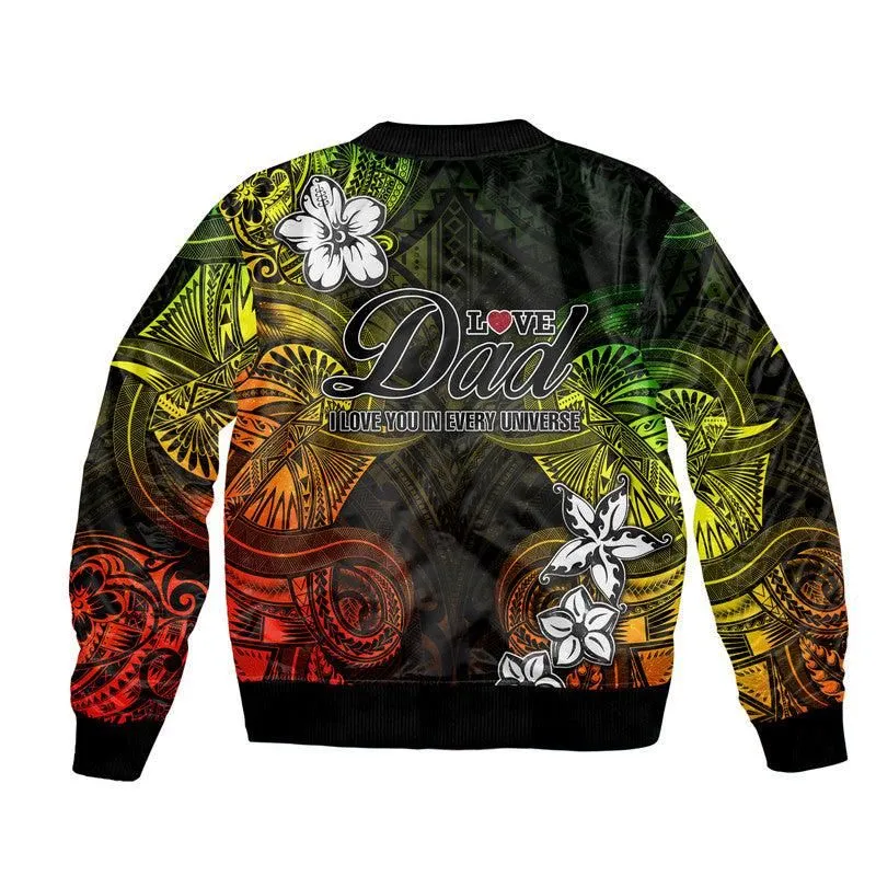 (Custom Personalised) Polynesian Fathers Day Bomber Jacket I Love You In Every Universe - Reggae LT8