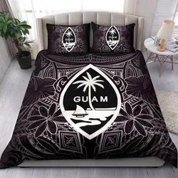 Alohawaii Bedding Set - Cover and Pillow Cases Guam Polynesian - White Hibiscus Coat Of Arm - BN12