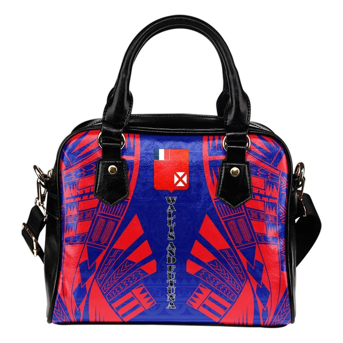 Wallis And Futuna Shoulder Handbag - Polynesian Tattoo Flag