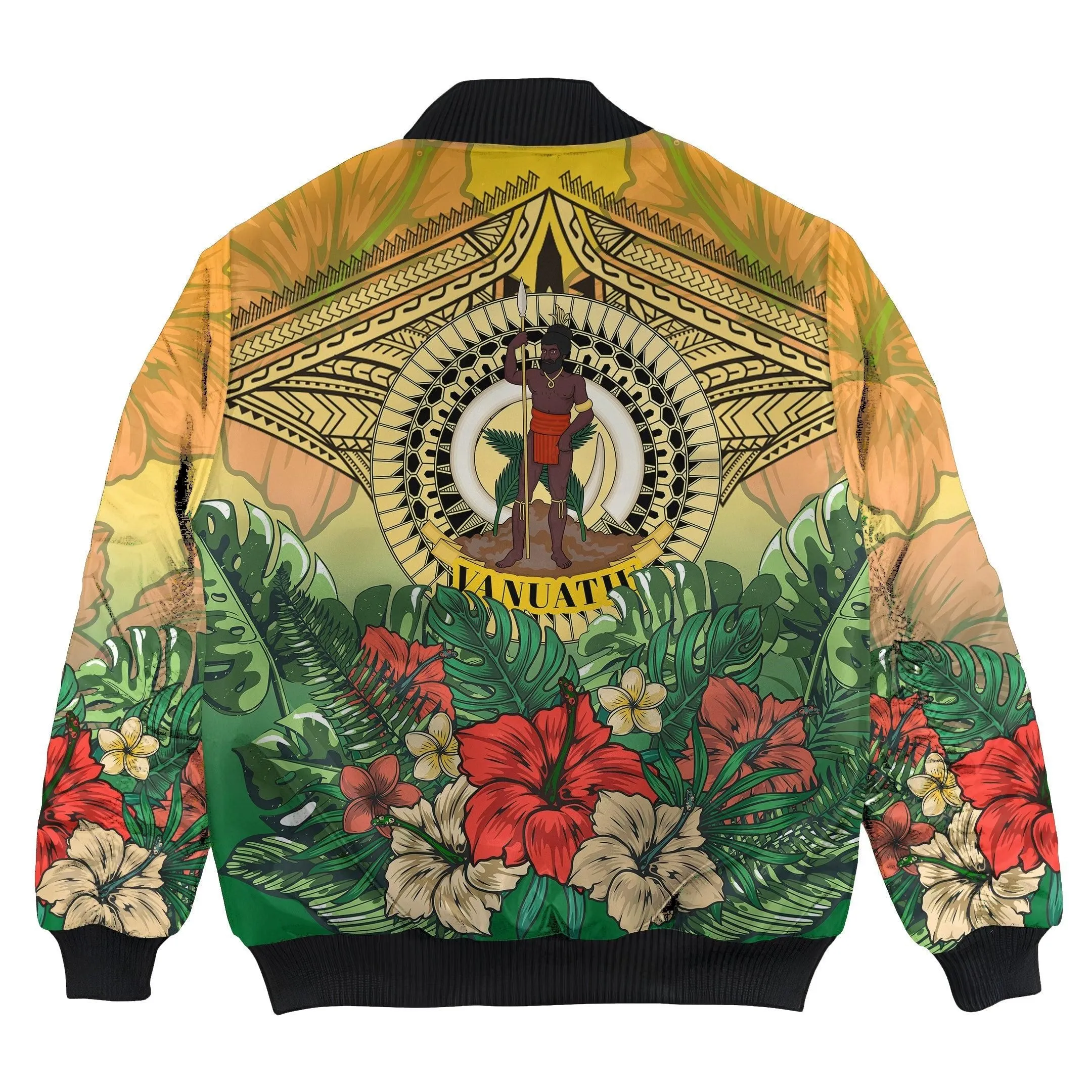 Vanuatu Polynesian Hibiscus Bomber Jacket  LT10