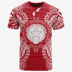 Northern Mariana Islands All Northern Mariana Islands Seal Map Polynesian Tattoo Red White Unisex 3D T-Shirt All Over Print ONCLT