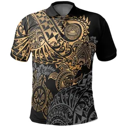 American Samoa Polo Shirt - American Samoa Seal Gold Turtle Hibiscus Flowing