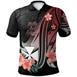 Wallis and Futuna Polo Shirt - Red Polynesian Hibiscus Pattern Style