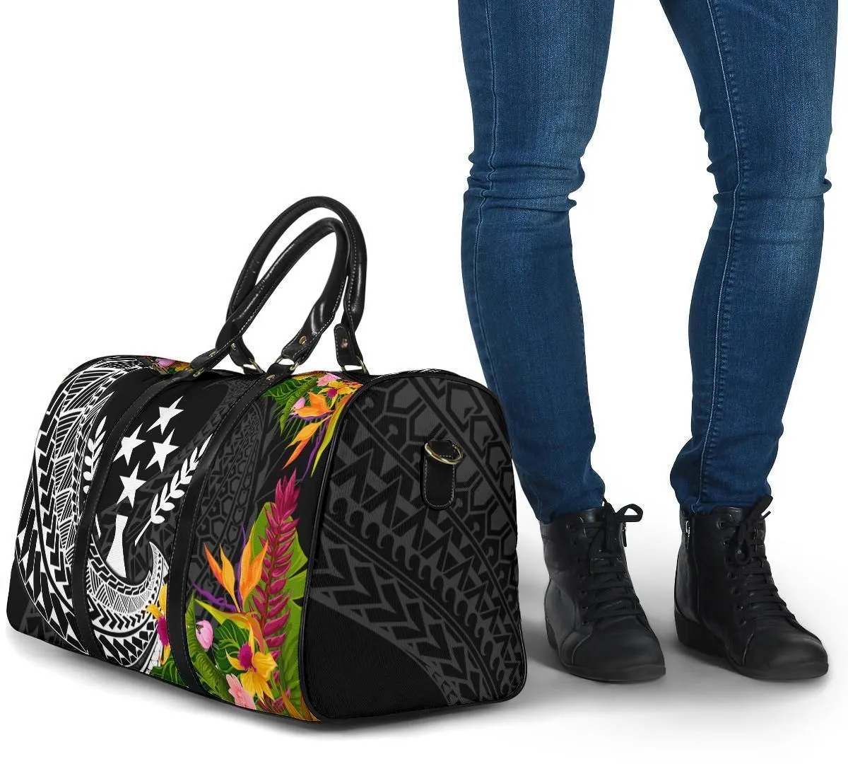 Kosrae State Travel Bag - Seal Spiral Polynesian Patterns