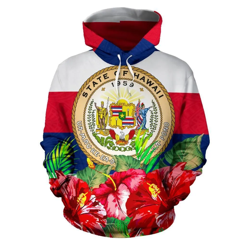Polynesian Hawaii Hoodie Flag Hibiscus - BN39