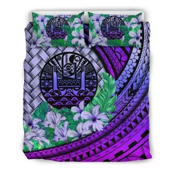 FamilyGater Bedding Set - Cover and Pillow Cases Tahitti - Lauhala Polynesian Hibiscus Purple A24