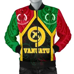 Vanuatu Polynesian Men's Bomber Jacket - Vanuatu Flag and Coat Of Arms - BN18