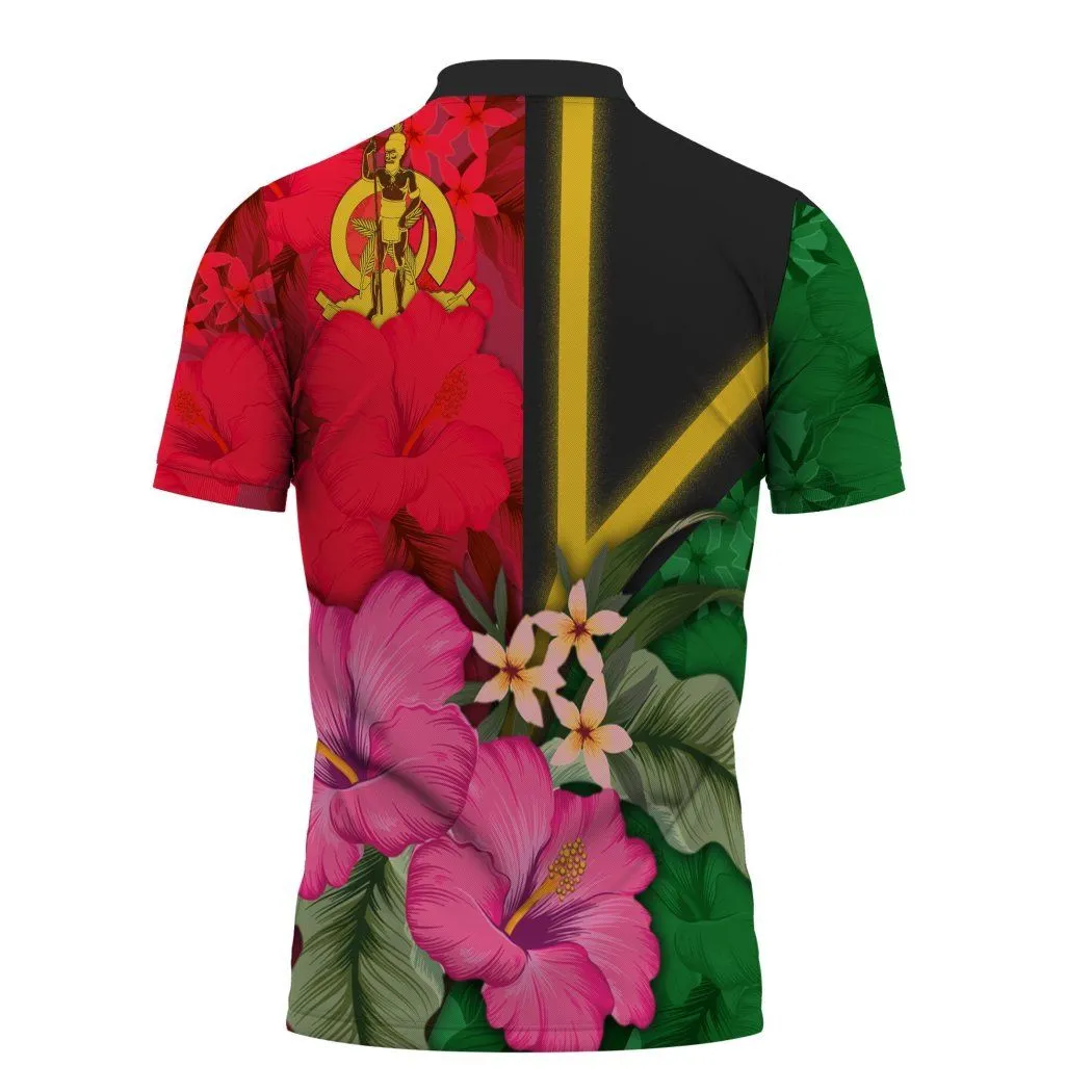 Vanuatu Flag With Hibiscus Lover Polo Shirt All Over Print