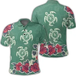 Alohawaii Shirt - Hawaiian Turtle And Colorful Hibiscus Polynesian Polo Shirt - AH - JR