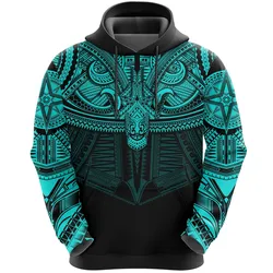 Alohawaii Clothing - Hoodie Best Polynesian Tattoo Cyan A7