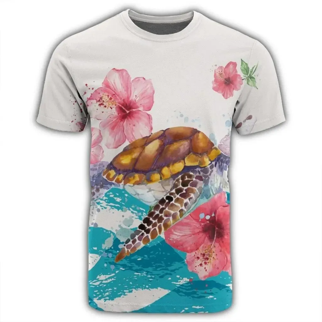 Alohawaii Tee - Hawaiian Turtle Hibiscus Waves Polynesian T-shirt AH - A0