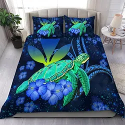 Alohawaii Home Set - Hawaii Turtle Hibiscus Polynesian Bedding Set - Jade Stone - AH JW