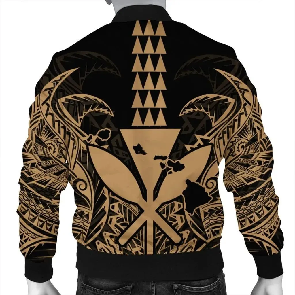 Alohawaii Jacket - Hawaii Polynesian Kanaka Kakau Bomber Jacket - Alan Style Gold - AH - J4R