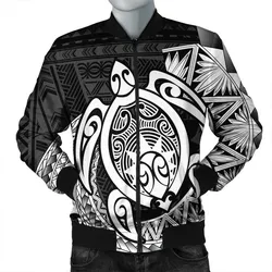 Hawaii Polynesian Turtle Bomber Jacket - White - AH