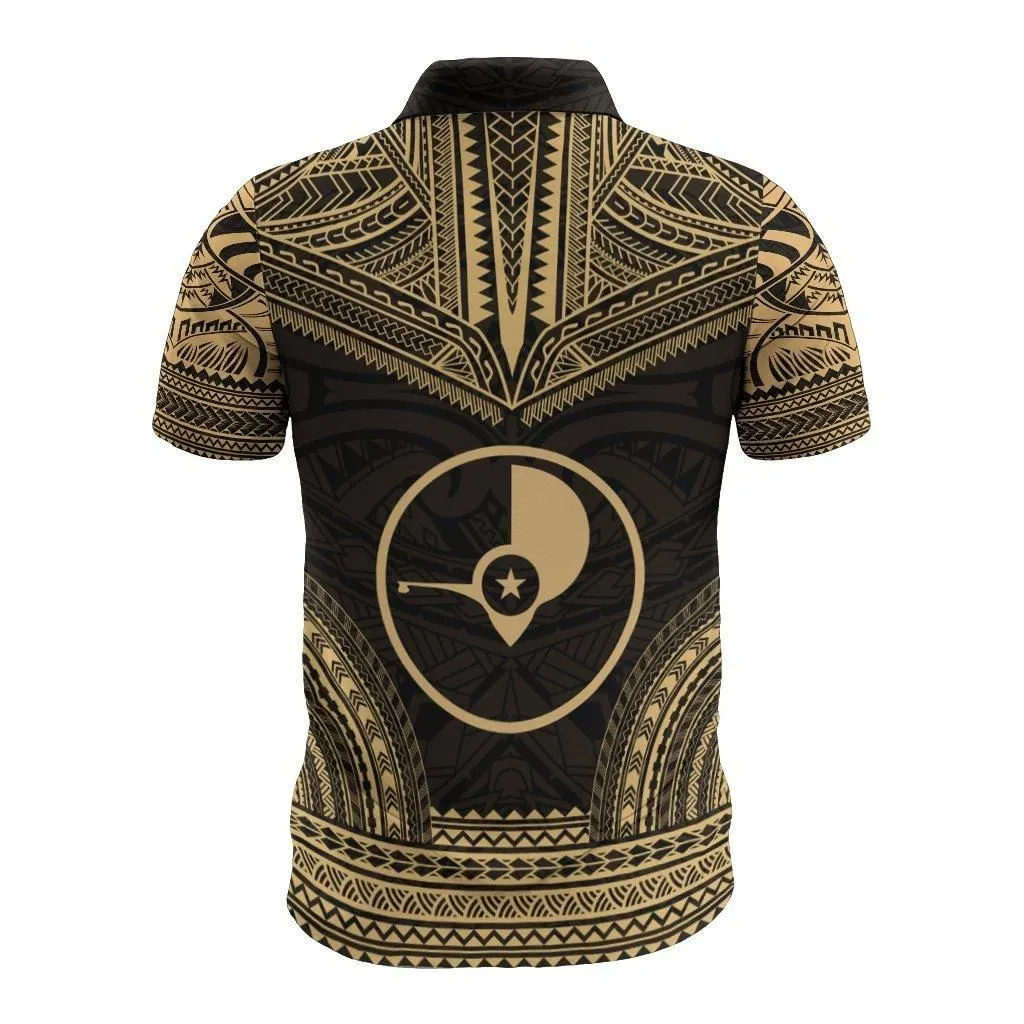 Yap Polo Shirt - Coat Of Arms Polynesian Chief Tattoo Gold Version