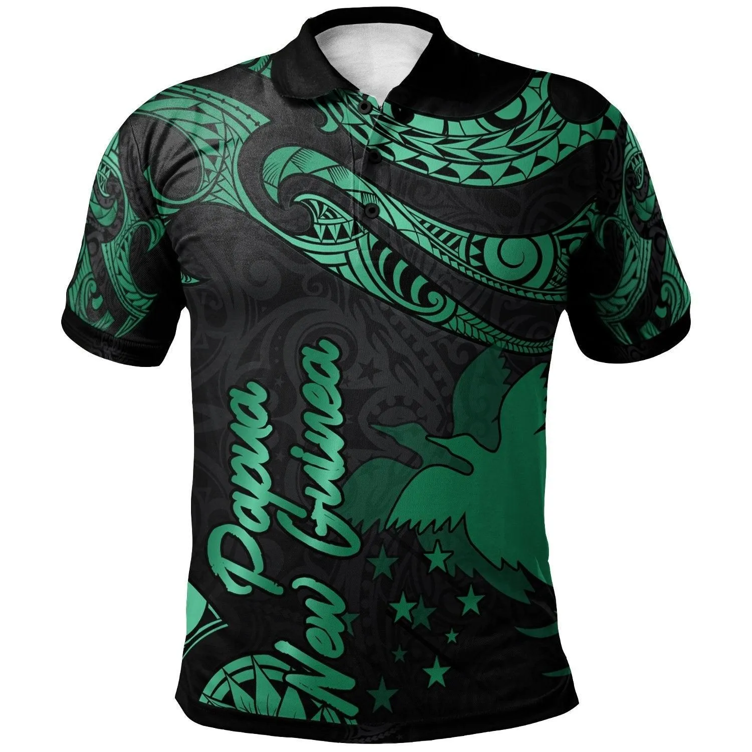 Papua New Guinea Polynesian Polo Shirt - Poly Tattoo Green Version
