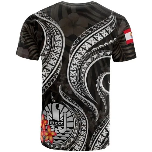 Tahiti Polynesian T shirt - Black Plumeria