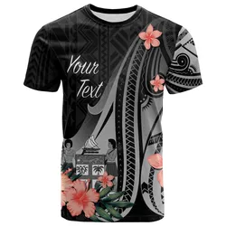 Fiji Personalised Custom T shirt - Polynesian Hibiscus Pattern Style