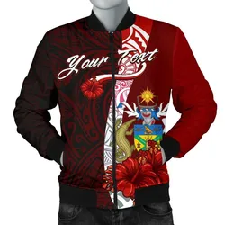 Polynesian Custom Personalised Mens Bomber Jacket - Coat Of Arm With Hibiscus