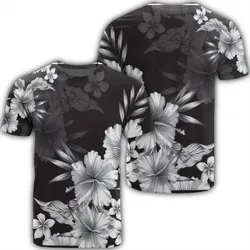 Hawaiian Hibiscus Black And White Polynesian T-Shirt - AH