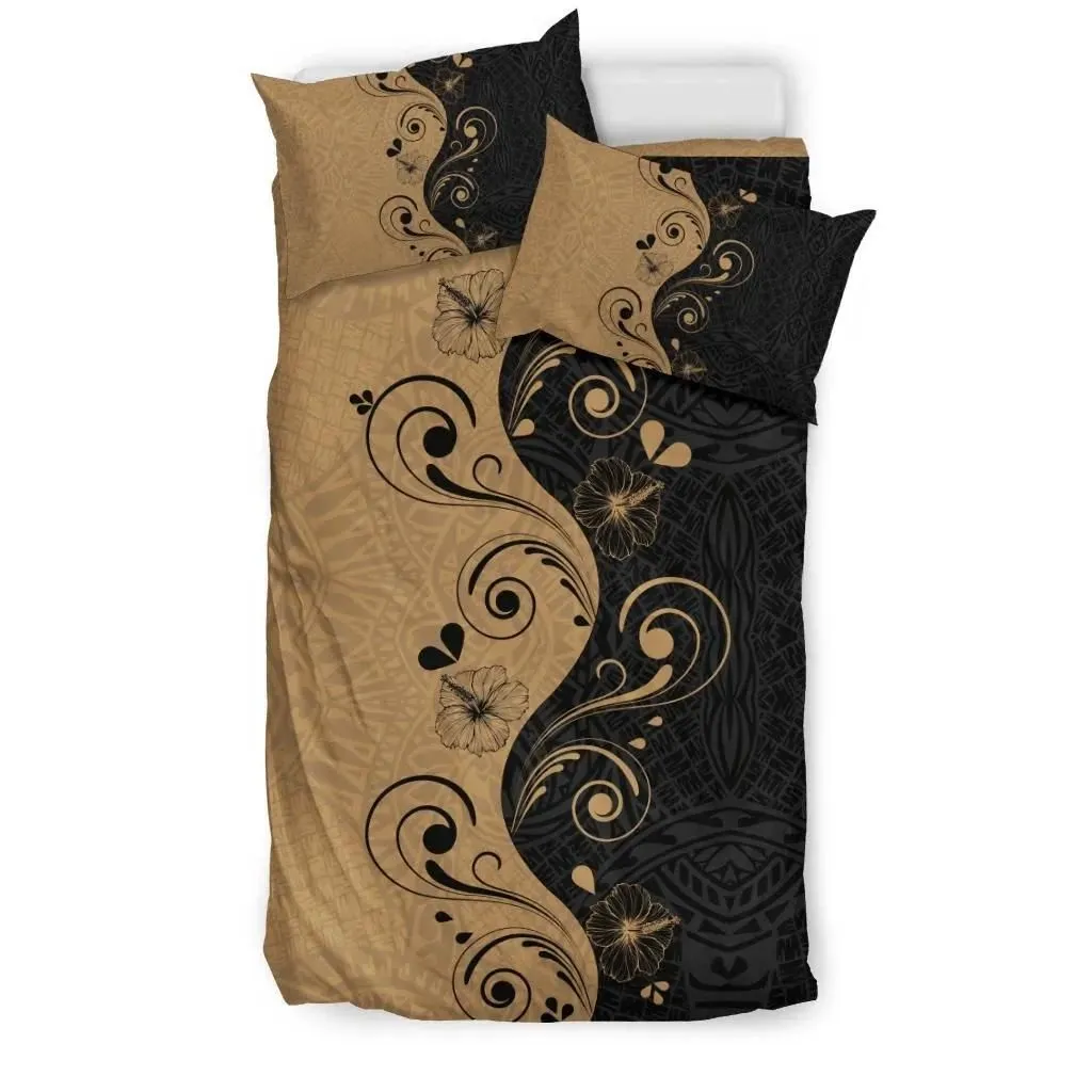 FamilyGater Home Set - Hawaiian Wave Hibiscus Polynesian Bedding Set - AH J2