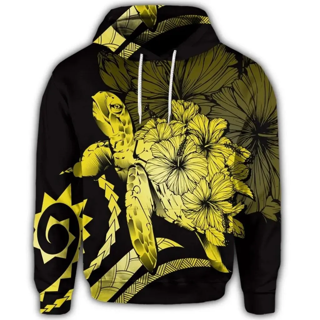 Alohawaii Hoodie - Hawaiian Hoodie - Hawaiian Turtle Hibiscus Polynesian Vintage Hoodie - Yellow - AH - J4R