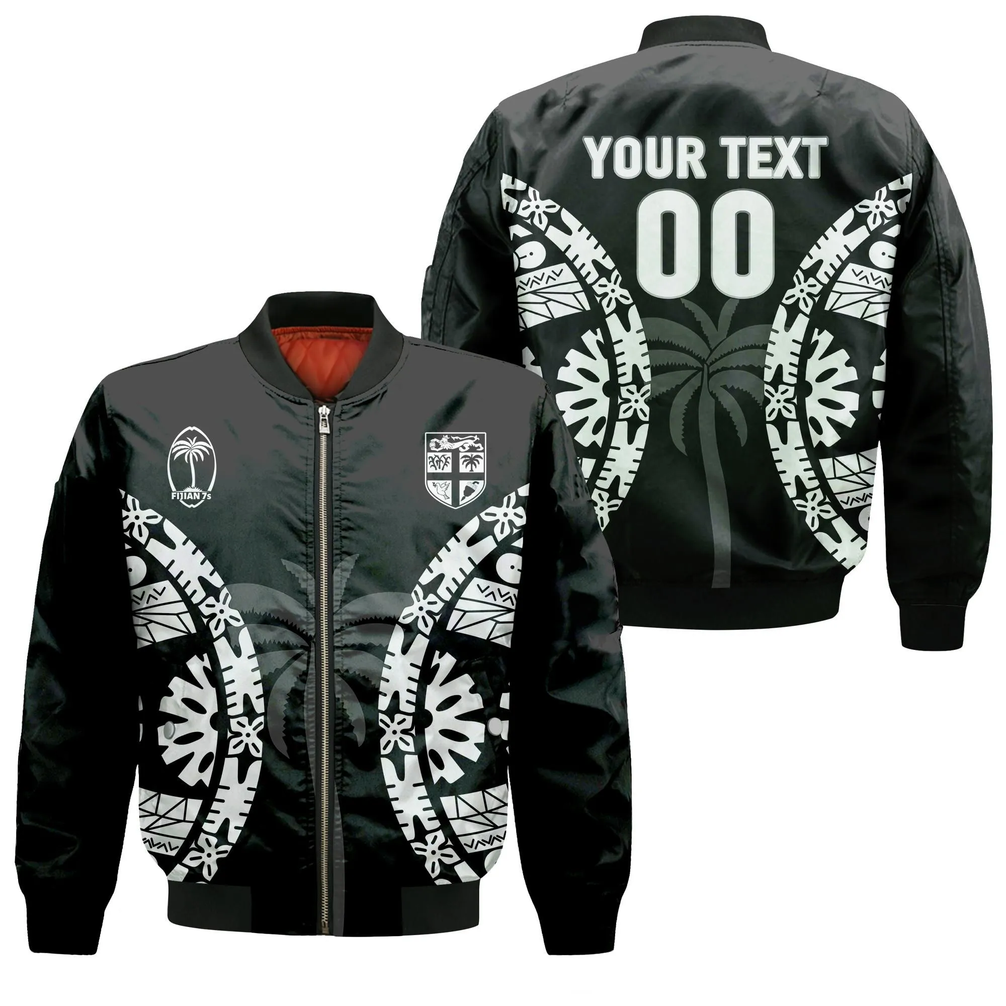 (Custom Personalised) Fiji Rugby Sevens Fijian Tapa Pattern Bomber Jacket - LT12