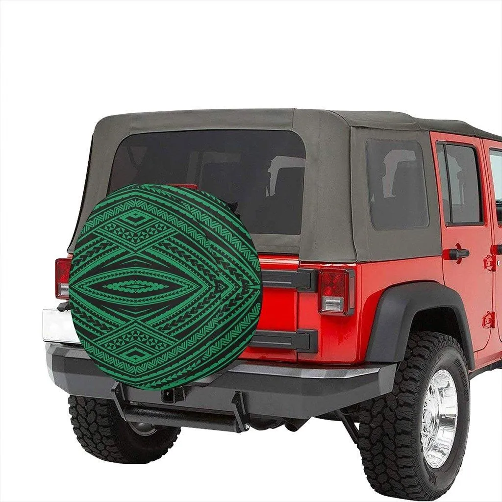 Polynesian Tatau Green Hawaii Spare Tire Cover