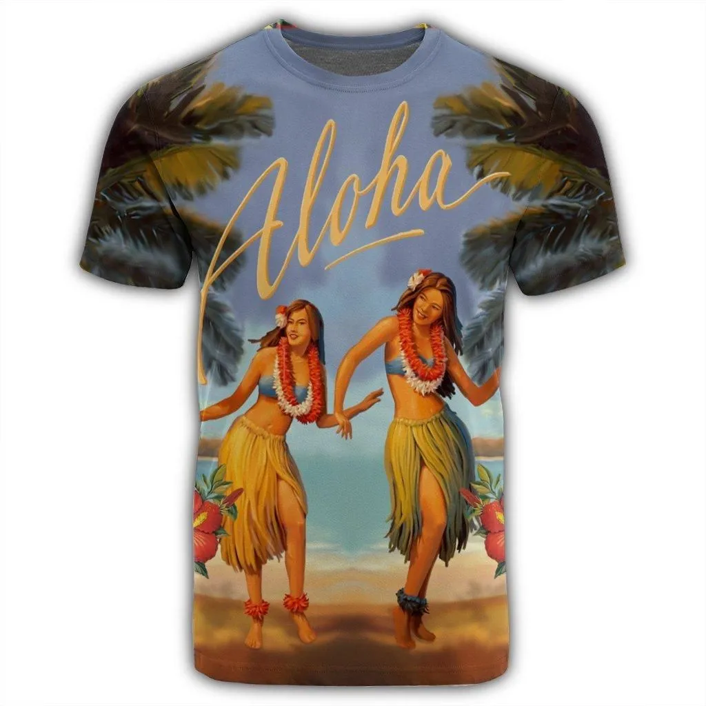Hawaiian Aloha Hula Girl Hibiscus Polynesian T-Shirt - AH
