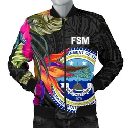 Alohawaii Jacket - Bomber Jacket Federated States of Micronesia - Polynesian Hibiscus Pattern - BN39