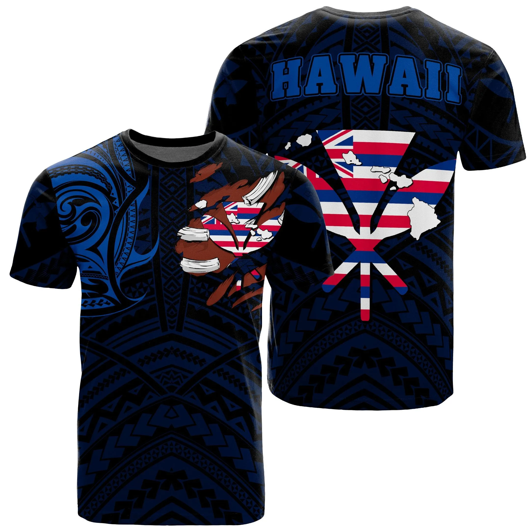 Hawaiian Aloha Kanaka T Shirt Heart Tattoo Blue Ah J1 Hawaiian Shorts Beach Short Sleeve