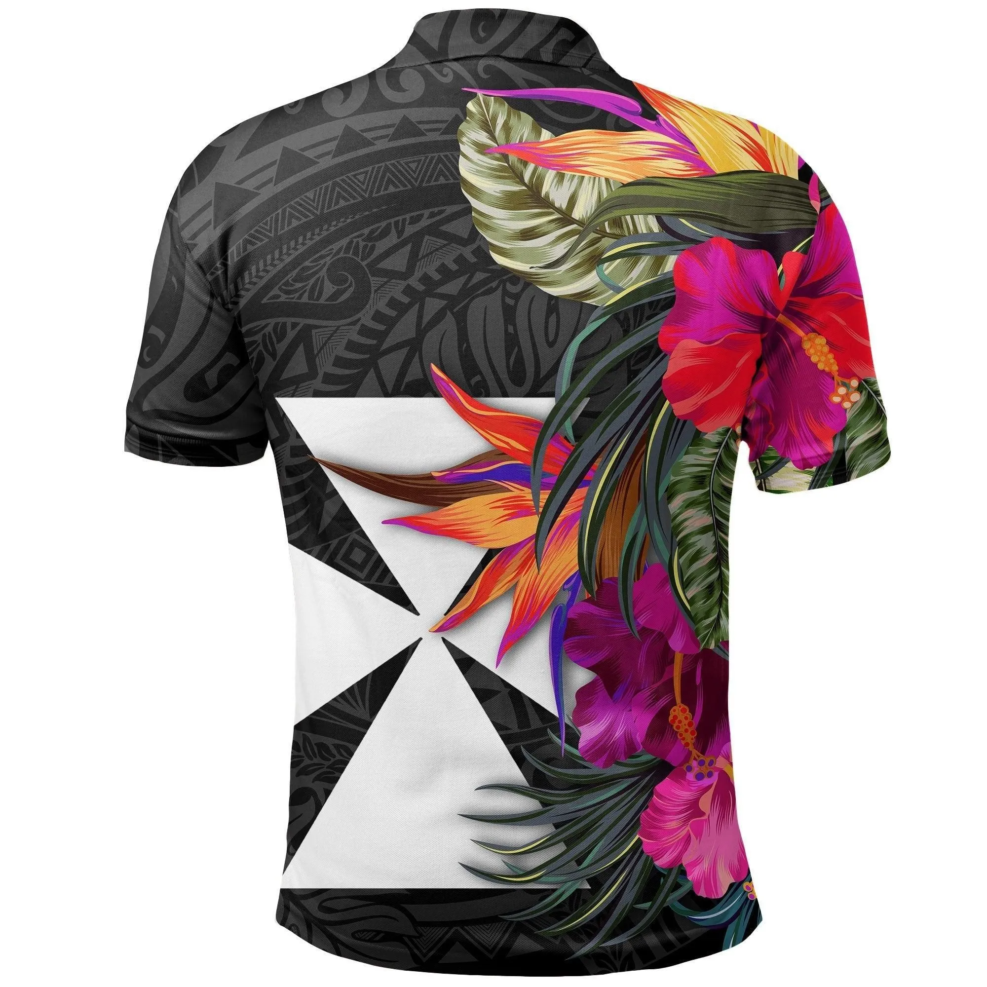 Wallis and Futuna Polo Shirt - Hibiscus Polynesian Pattern