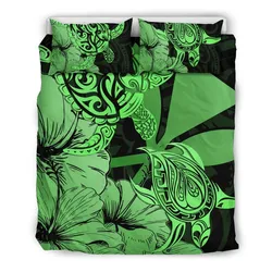 Hawaii Turtle Bedding Set Polynesian Hibiscus Art Ver 2.0 Green AH J1