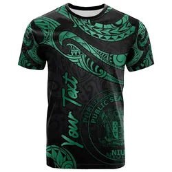 Niue Polynesian Custom Personalised T shirt - Poly Tattoo Green Version