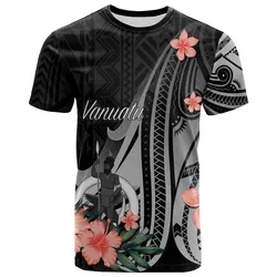 Vanuatu T shirt - Polynesian Hibiscus Pattern Style