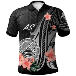 American Samoa Polo Shirt - Polynesian Hibiscus Pattern Style