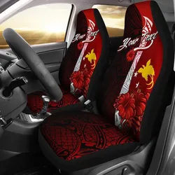 Papua New Guinea Polynesian Custom Personalised Car Seat Covers - Coat Of Arm With Hibiscus