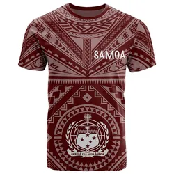 Samoa T shirt - Samoa Seal In Polynesian Tattoo Style Red