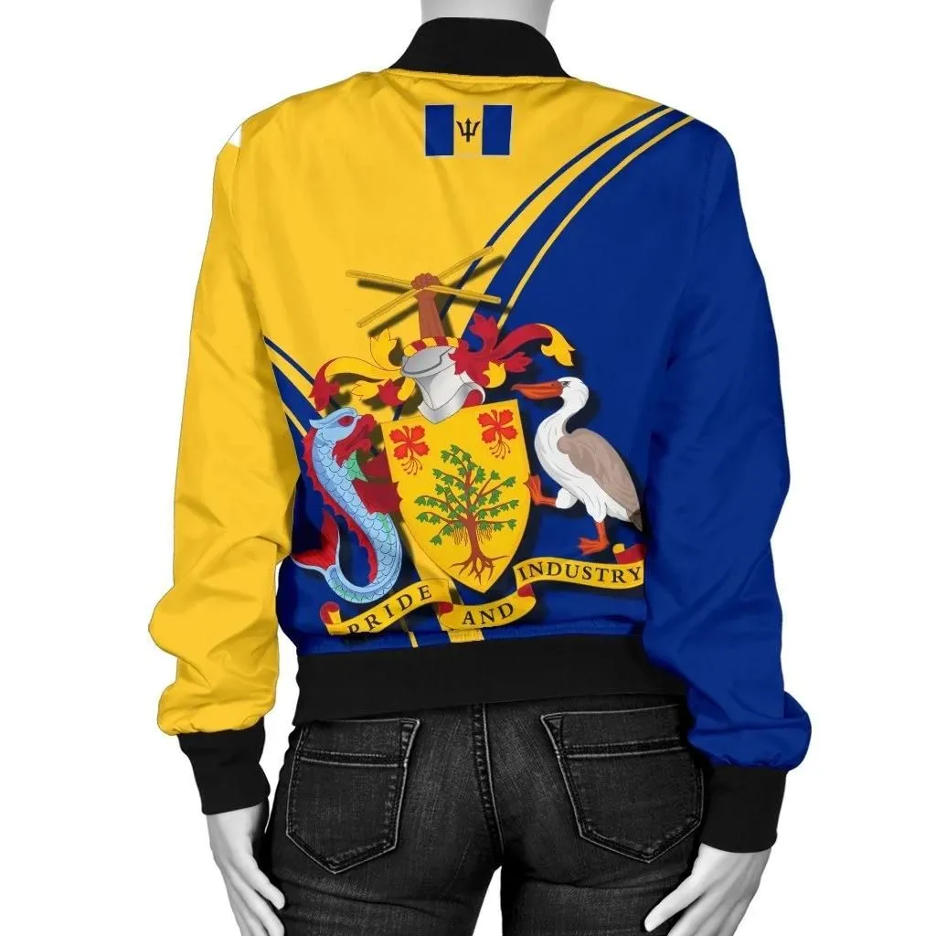 Barbados Women's Bomber Jacket - Barbados Coat of Arms & Flag - BN22