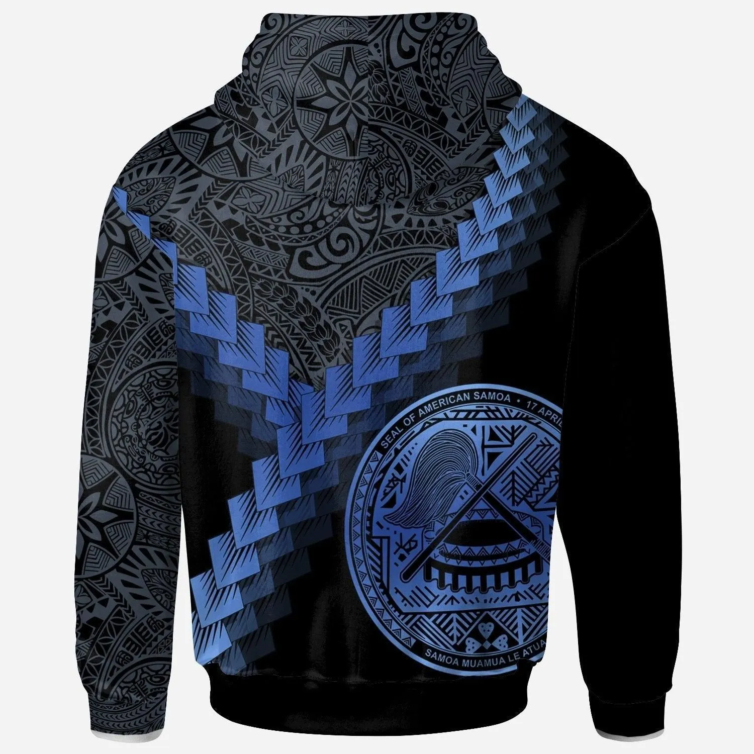 American Samoa Hoodie - American Samoa Coat Of Arms With Polynesian Tattoo Blue