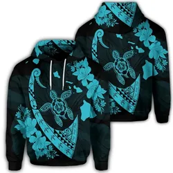 Alohawaii Hoodie - Hawaiian Map Hibiscus Turtle Fish Hook Polynesian Hoodie Blue - AH - J5R